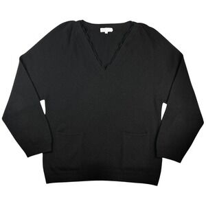 TSE Black Crewneck 100% Cashmere Pullover Sweater w Pockets Women's Size Medium